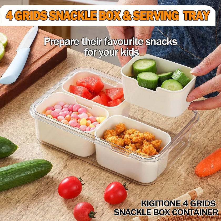 KIGITIONE Divided Snackle Box, 8 Compartments Portable Serving Tray with Lid and Handle, Clear Snack Platter Organizer for Fruits, Snacks, Nuts, Candy, Ideal for Party, Travel & Picnics 🍁 All In One Marketplace Canada
