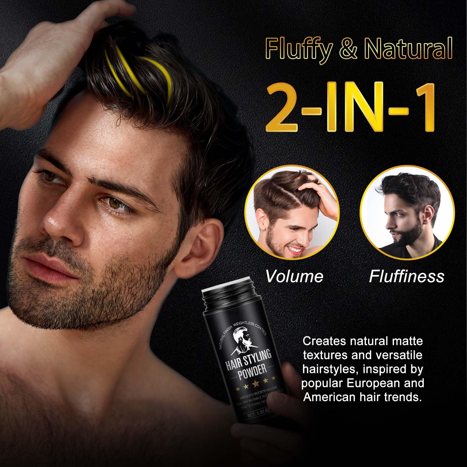 Hair Styling Powder, 2Pack Hair Texture Powder for Men and Women, Adds Volume and Texture, Alll Day Invisible, Flexible Hold, Long-lasting, Matte Finish, No Stickiness 2 x 30g 🍁 All In One Marketplace Canada