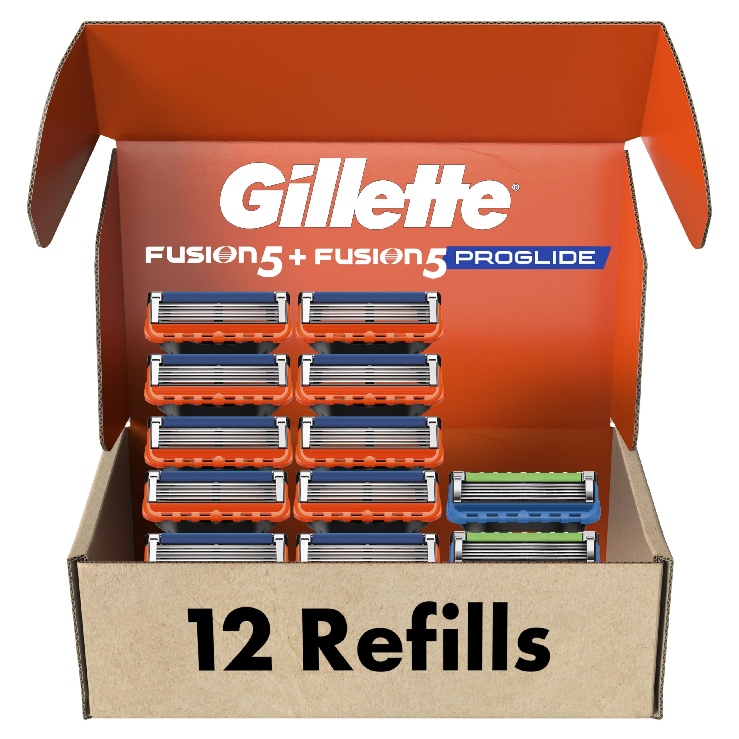 Gillette Fusion 5 Blades Refill, Razor Blades Men, 10 Fusion5 + 2 ProGlide Razors refills, 5-Blade Cartridges, 12 Total Refills 🍁 All In One Marketplace Canada