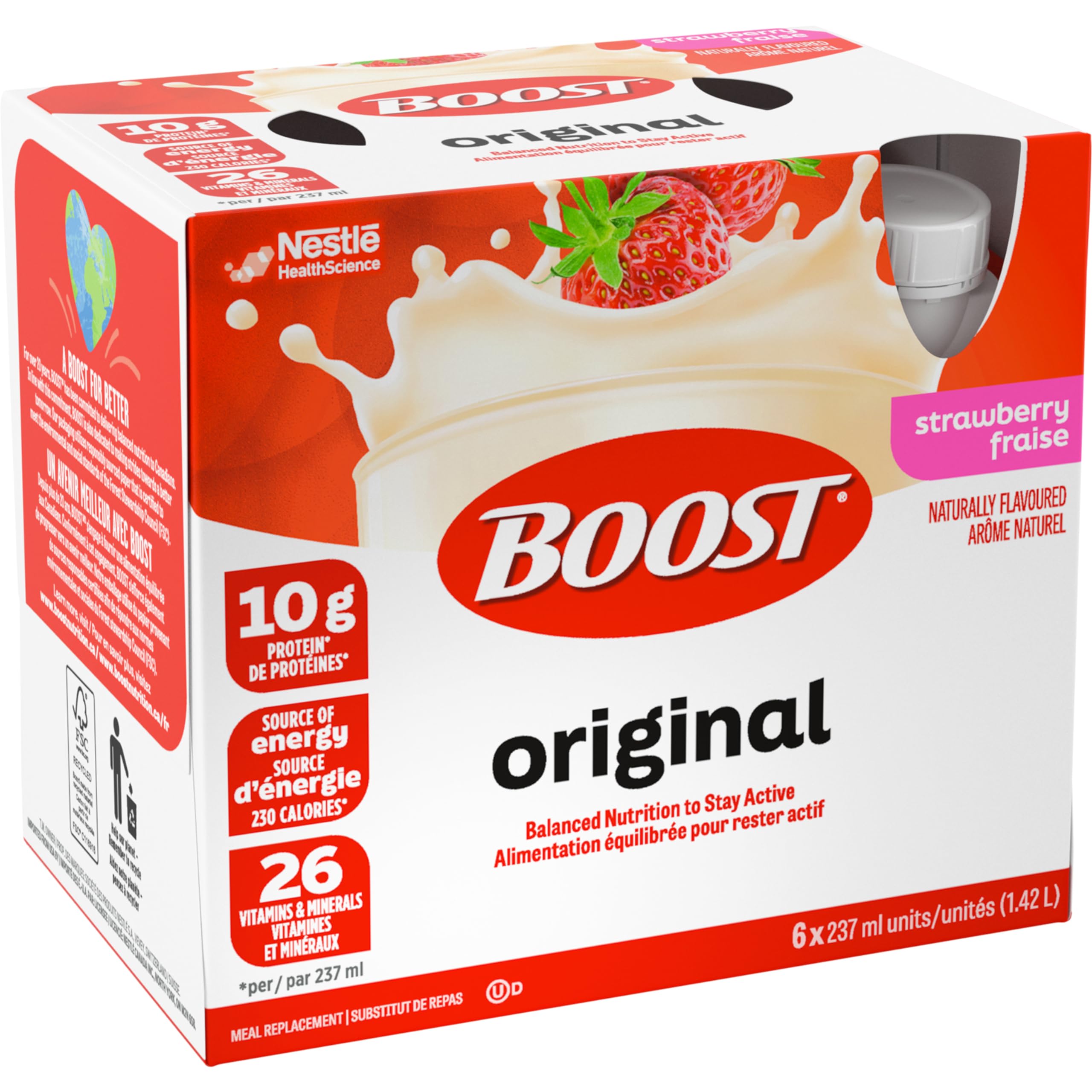 BOOST Original Meal Replacement Drink, Strawberry, 24 x 237 ml - PACKAGING MAY VARY 🍁 All In One Marketplace Canada