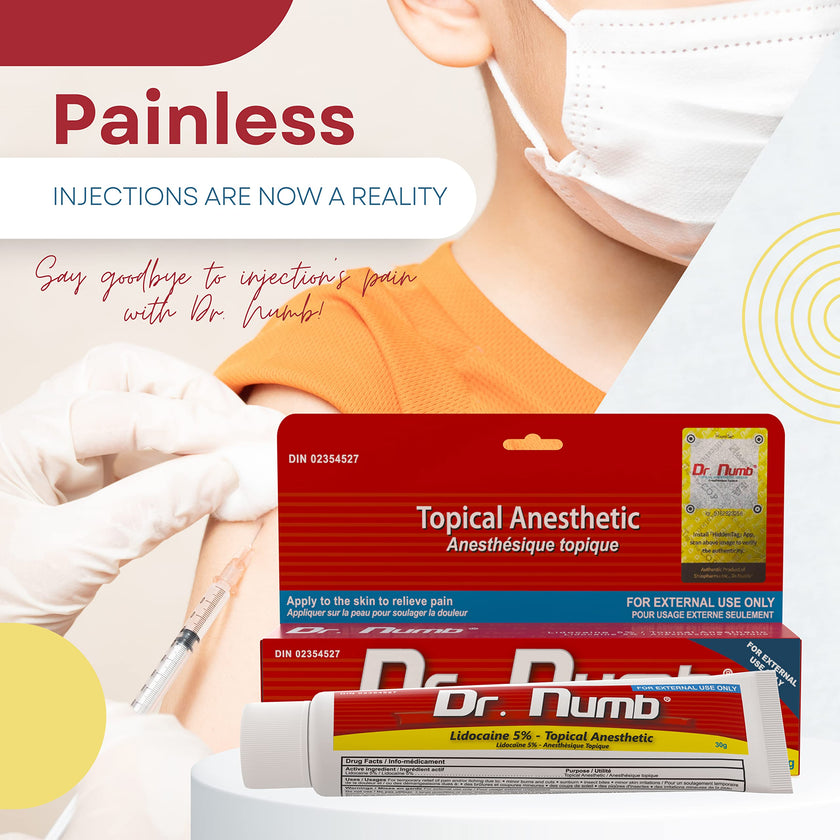 Dr. Numb Tattoo Numbing Cream 5% Lidocaine Extra Strength Topical Anesthetic Cream with Vitamin E, Fast-Acting Pain Relief for Tattoos, Piercing, Microneedling, Waxing, Injections – 30 g 🍁 All In One Marketplace Canada