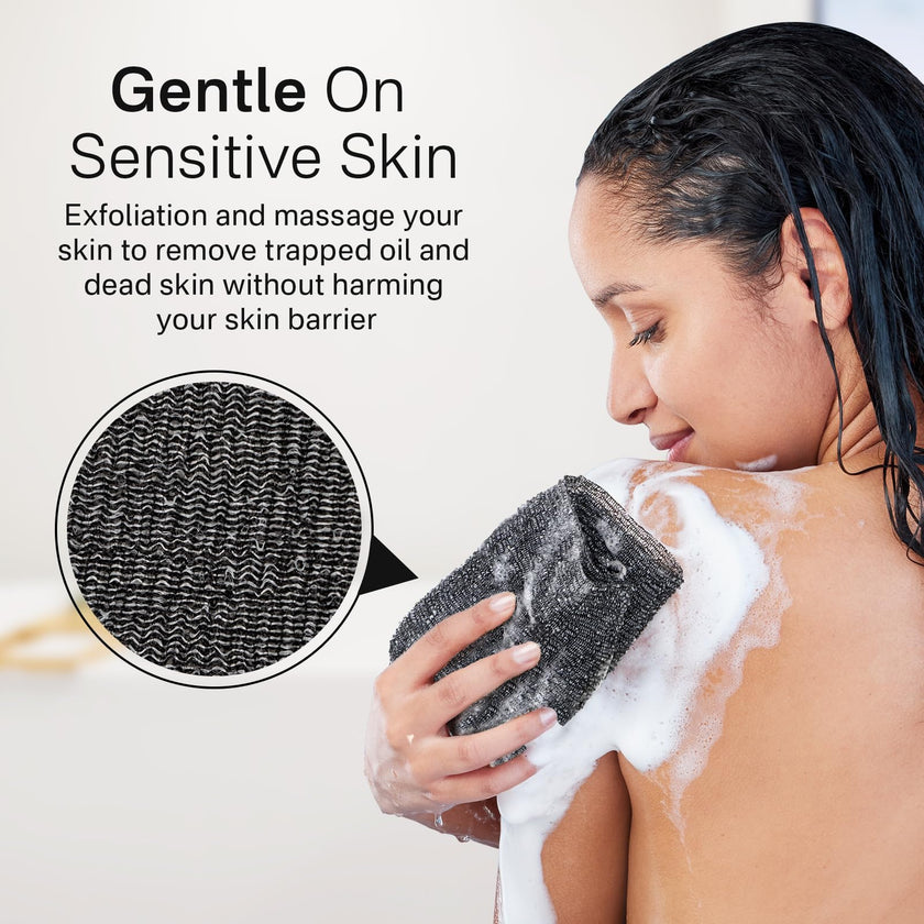 Yiclick Exfoliating Washcloth Towel, Exfoliating Body Scrubber, Back Scrubber Washer for Shower Bath, African Net Sponge Loofah Body Scrub Exfoliator, Exfoliating Cloth Brush Gloves for Women (Grey) 🍁 All In One Marketplace Canada