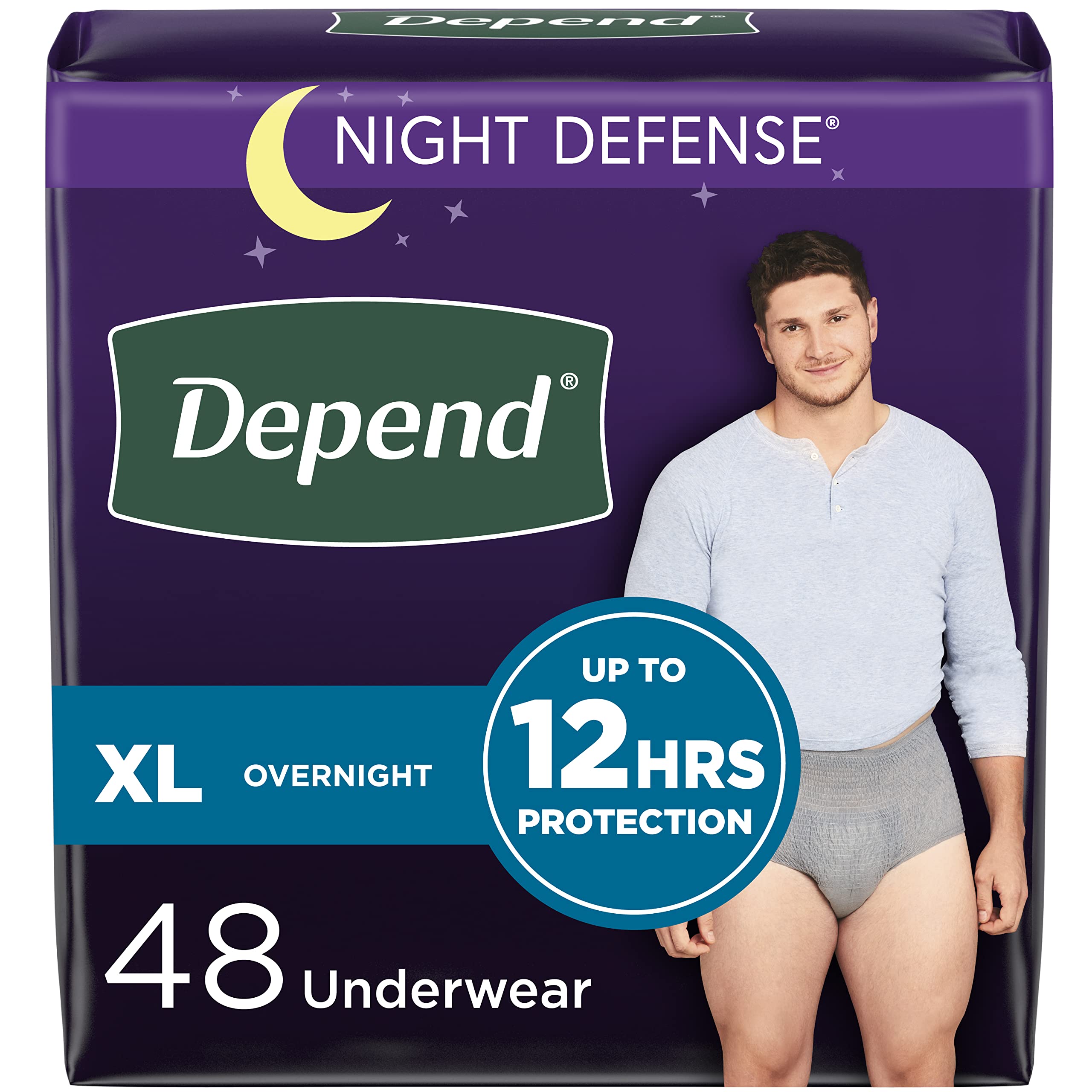 Depend Night Defense Adult Incontinence Underwear for Men, Disposable, Overnight, Extra-Large, Grey, 48 Count 🍁 All In One Marketplace Canada