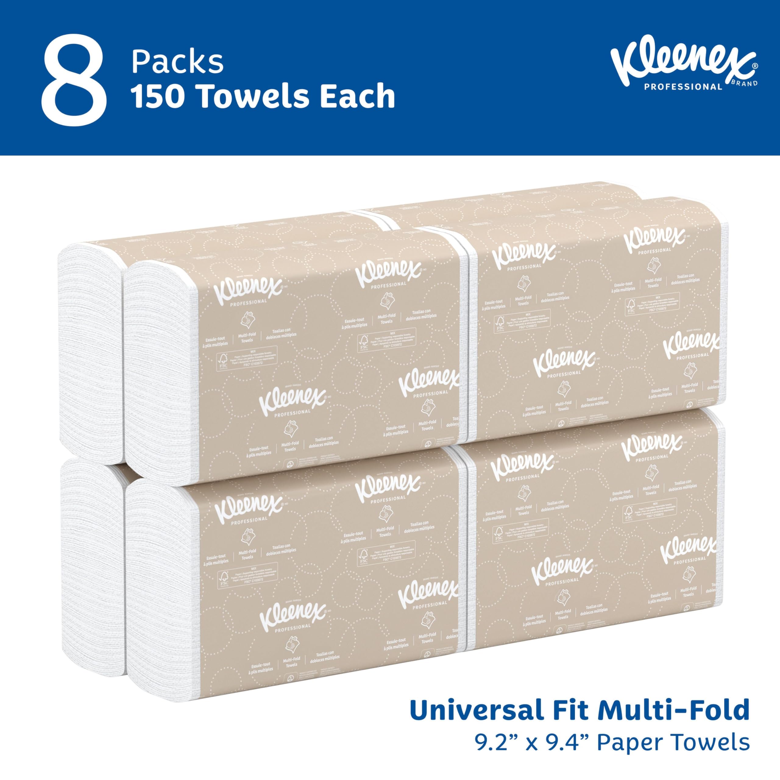 Kleenex Professional Universal Multifold Paper Towels, Bulk (02046), Absorbency Pockets, 9.2