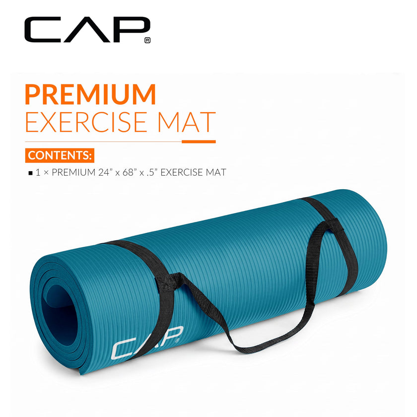CAP Barbell High Density Exercise Yoga Mat with strap, 68