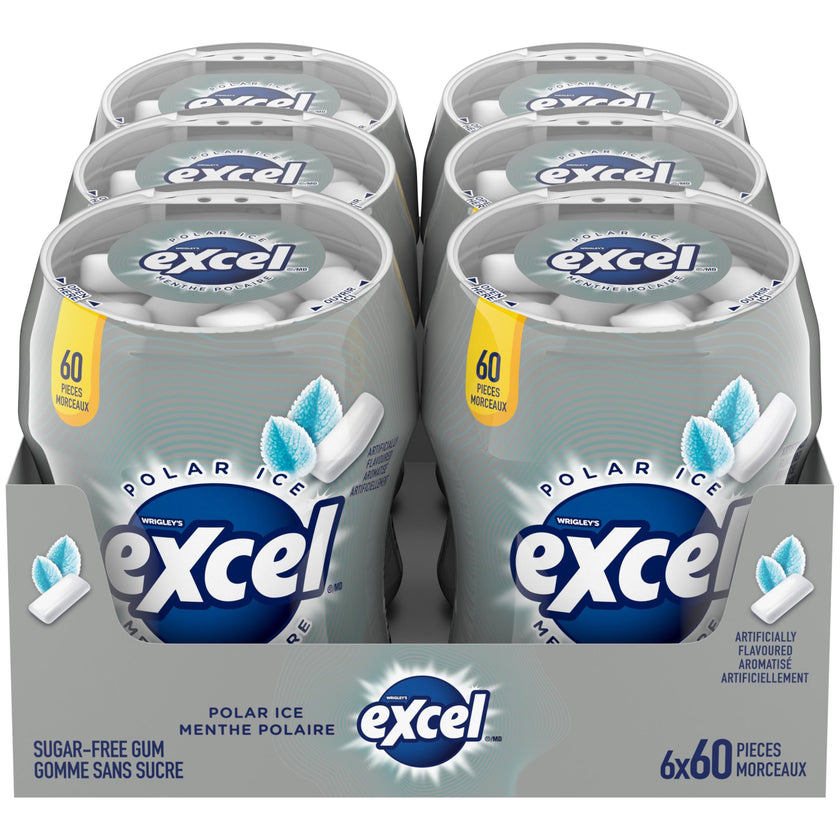 EXCEL, Polar Ice Flavoured Sugar Free Chewing Gum, 60 Pieces, 6 Bottles 🍁 All In One Marketplace Canada