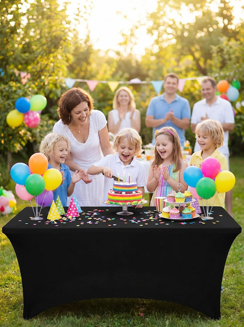 Utopia Kitchen Spandex Tablecloth 2 Pack [6FT, Black] Tight, Fitted, Washable and Wrinkle Resistant Stretch Rectangular Patio Table Cover for Event, Wedding, Banquet & Parties [72Lx30Wx30H] Inch 🍁 All In One Marketplace Canada