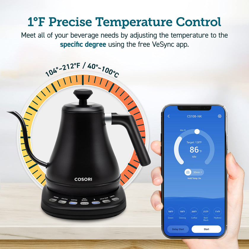 Cosori Smart Gooseneck Kettle, 4 Temp Presets, 0.8L Pour Over Coffee Kettle 🍁 All In One Marketplace Canada