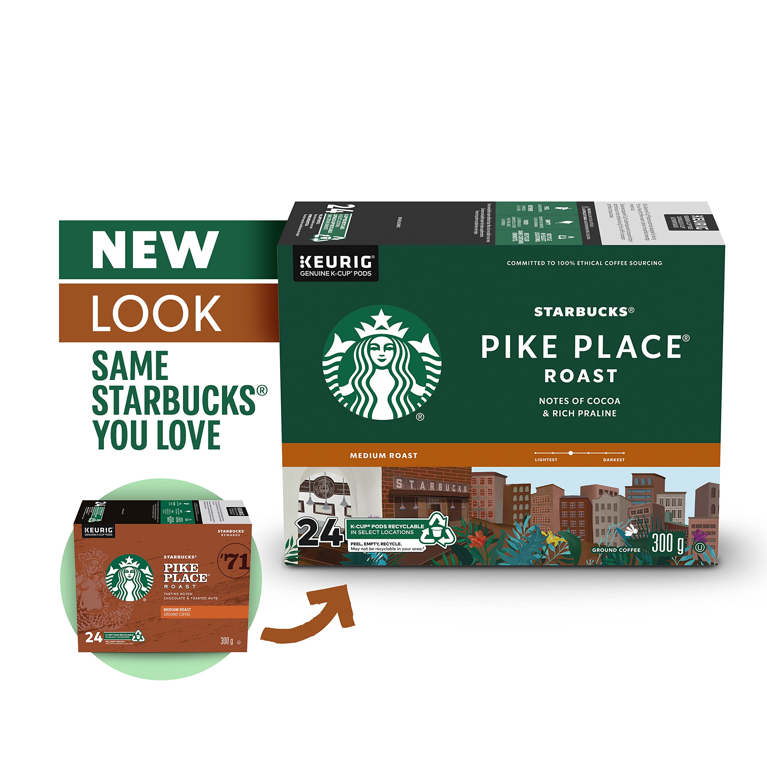 Starbucks Pike Place Medium Roast K-Cups, Single Serve Keurig Compatible Coffee Pods for Keurig Brewers - 24 Capsules 🍁 All In One Marketplace Canada