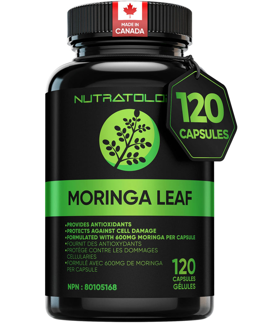Nutratology® Organic Moringa Leaf Capsules | 1200MG Per Serving | Canadian-Made | Provides Powerful Antioxidants - Protects Against Cell Damage, Supports Liver Detox & Gut Health - 120 Caps 🍁 All In One Marketplace Canada
