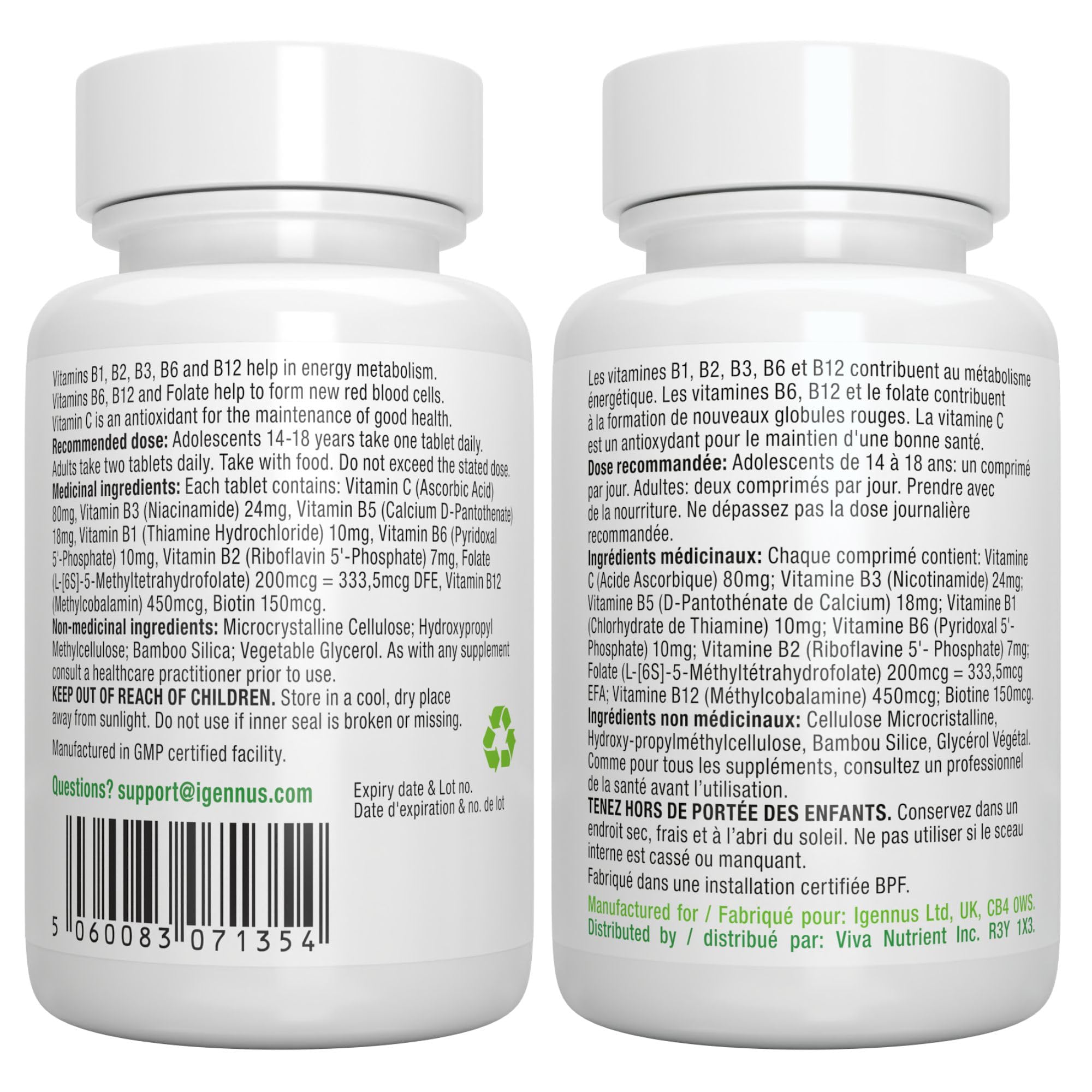 Igennus Super B-Complex - High Strength Methylated B Vitamins, Clean Label 🍁 All In One Marketplace Canada