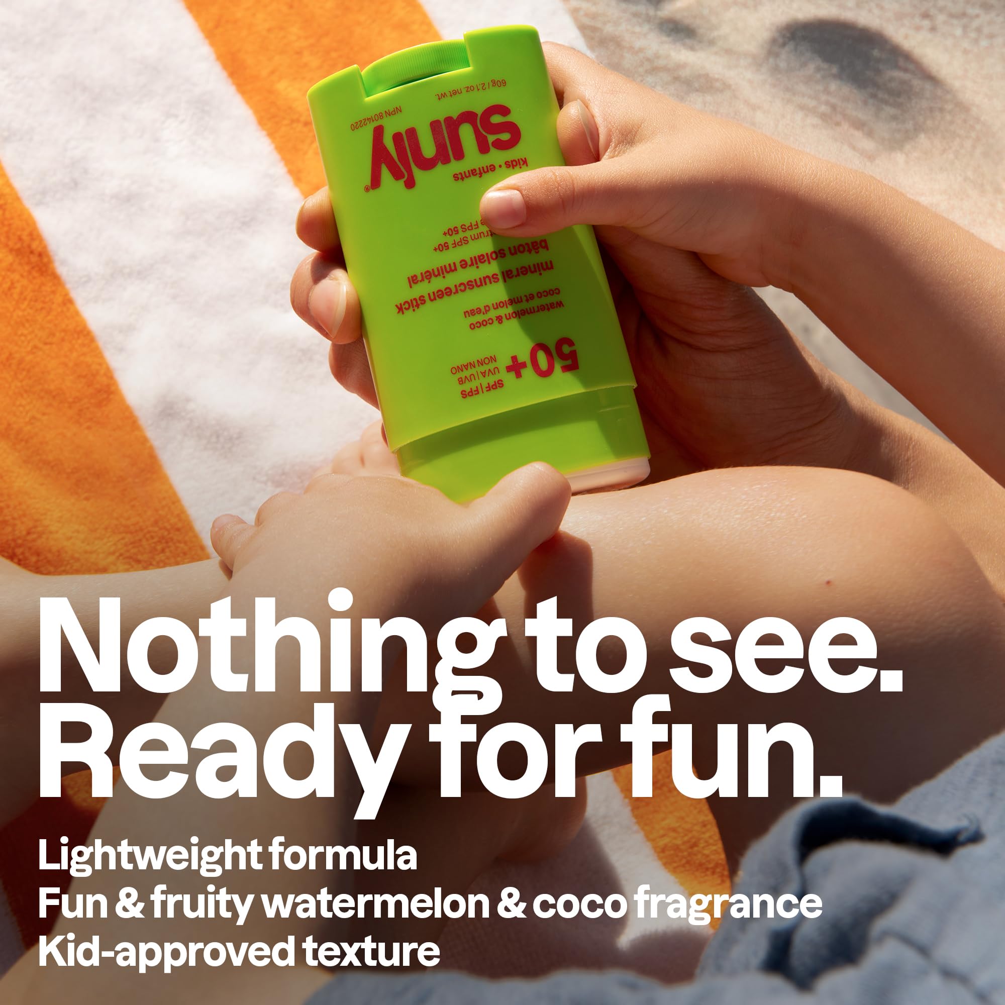 ATTITUDE Kids Mineral Sunscreen Stick SPF 50, Broad Spectrum Zinc Oxide, EWG Verified, Non-Nano, Mess-Free Stick for Face & Body, Lightweight Non-Greasy, Vegan, Watermelon & Coco Scent, 60 grams 🍁 All In One Marketplace Canada