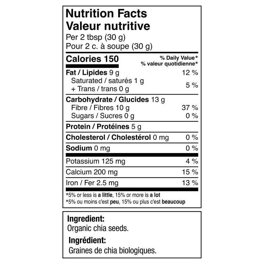 Betterbody Foods Organic Chia Seeds with Omega-3, Non-GMO, Gluten-Free, Vegan, Kosher, 2 pounds (907 grams) 🍁 All In One Marketplace Canada