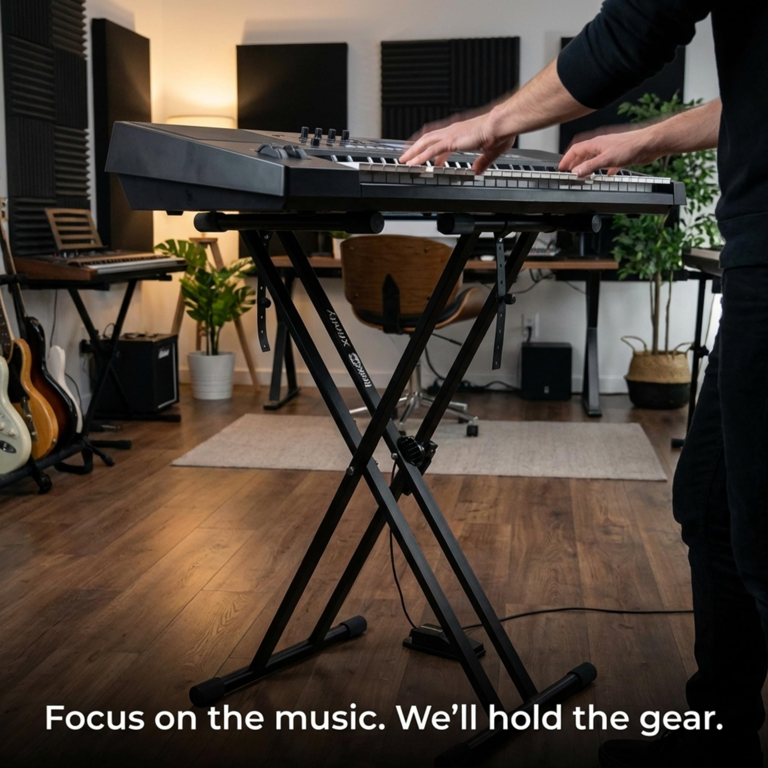 RockJam Xfinity Heavy-Duty, Double-X, Pre-Assembled, Infinitely Adjustable Piano Keyboard Stand with Locking Straps 🍁 All In One Marketplace Canada