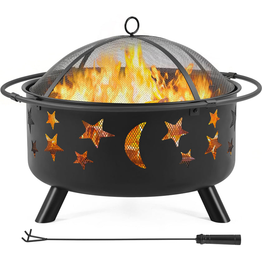 Yaheetech 30in Fire Pits with Poker & Spark Screen Deep Large Fire Bowl 🍁 All In One Marketplace Canada