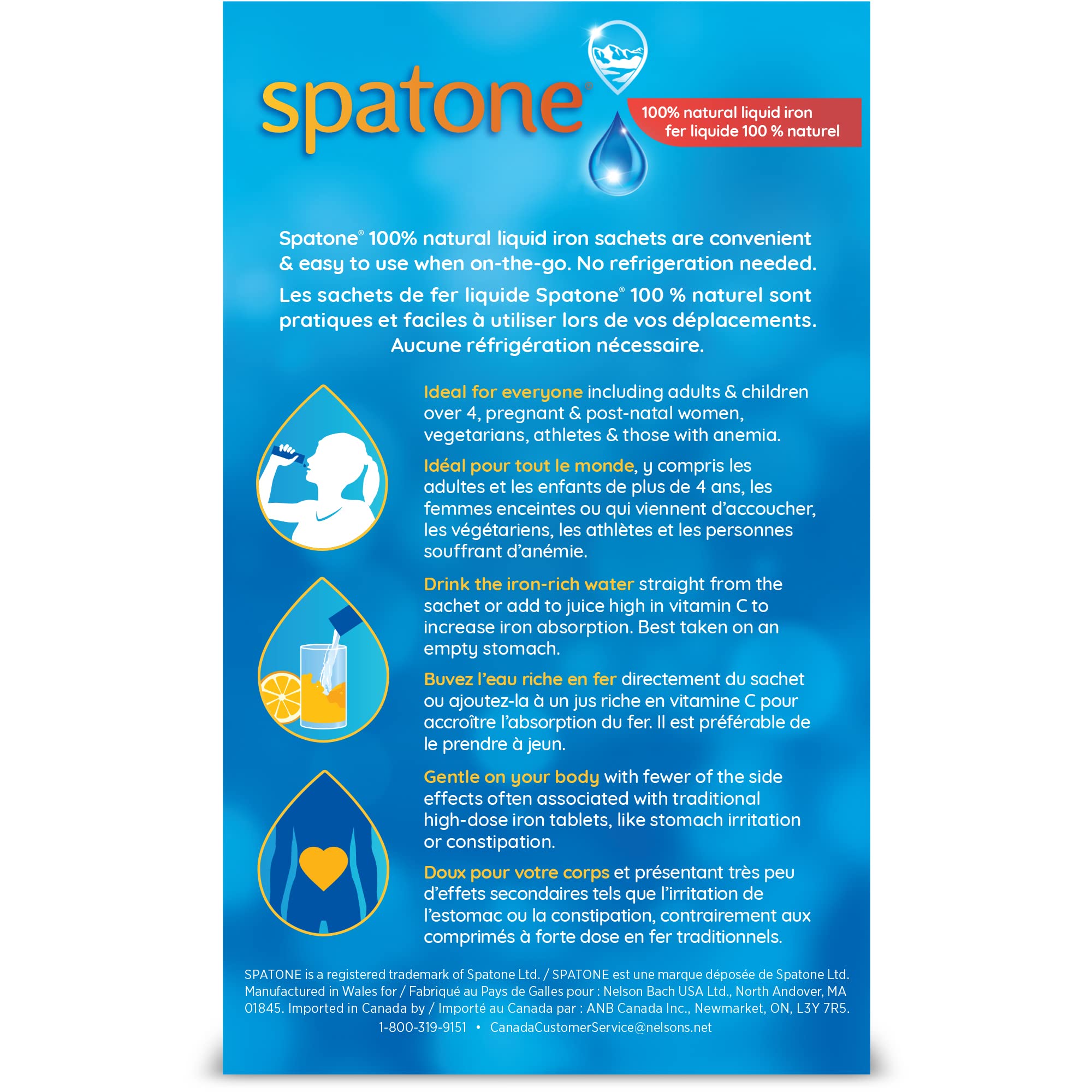 Spatone 100% Natural Liquid Iron Supplement, Original Flavour, Vegan, Reduces Tiredness & Fatigue, 28 Sachets x 25 mL, 700.0 ml (Pack of 1) 🍁 All In One Marketplace Canada