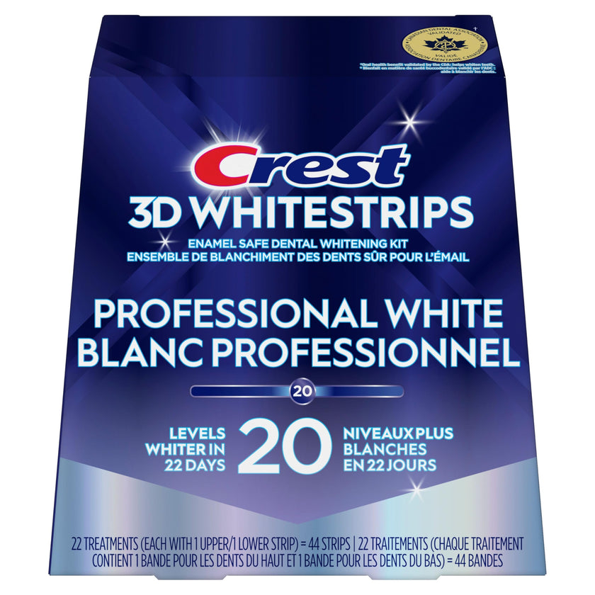 Crest 3D Whitestrips Professional White At-Home Teeth Whitening Kit, 22 Treatments, 20 Levels Whiter 🍁 All In One Marketplace Canada