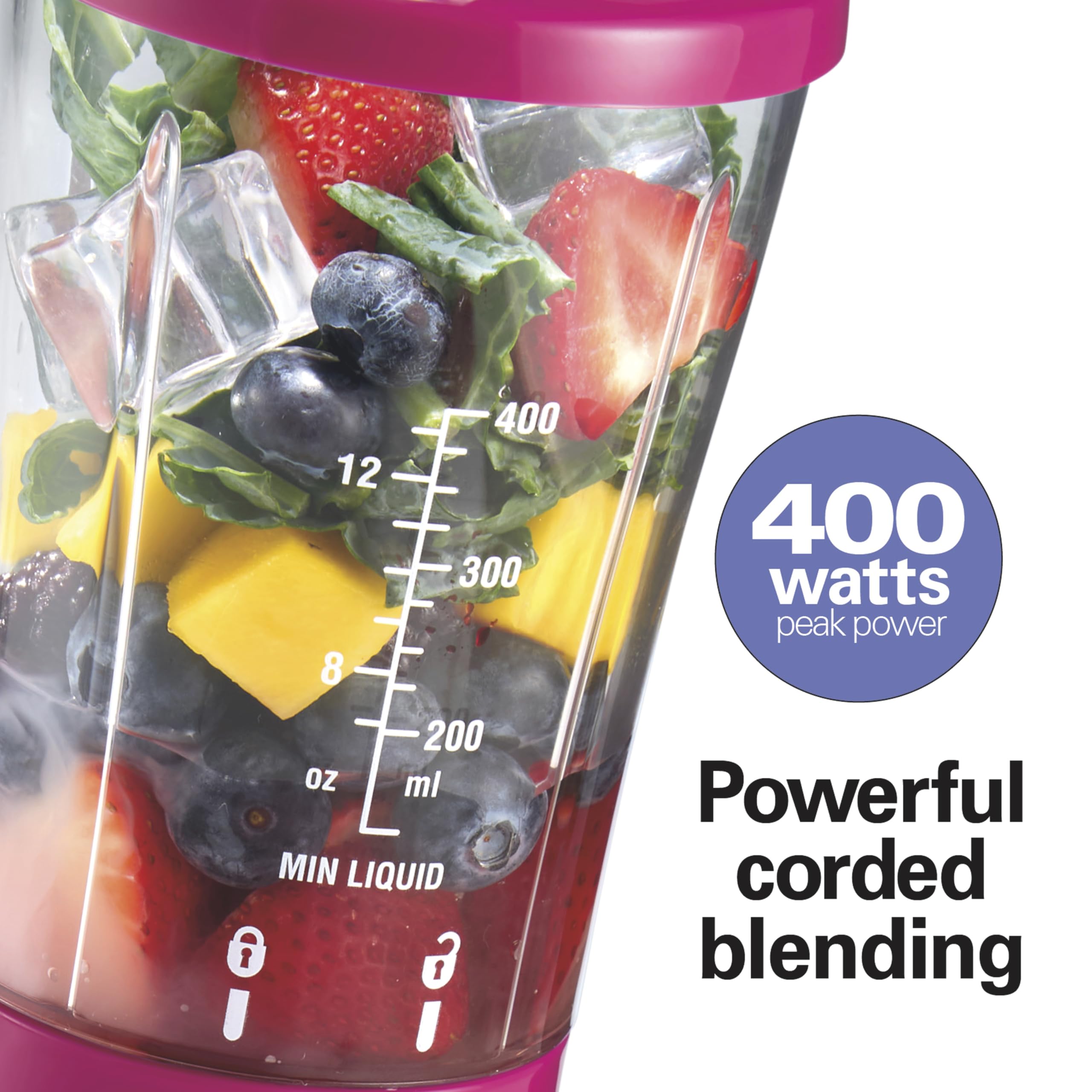 Hamilton Beach Personal Blender for Smoothies & Protein Shakes, Portable Single Serve Blender with Travel Lid, 14 oz BPA-Free Jar, 175W, Compact Countertop Blender, Raspberry, 51131G 🍁 All In One Marketplace Canada
