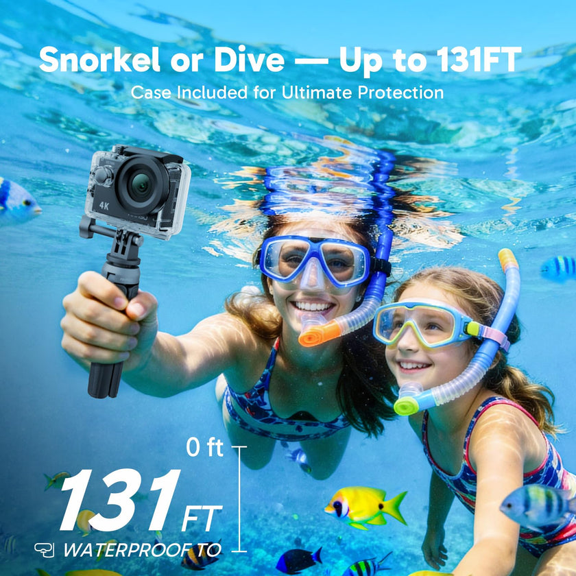AKASO EK7000 4K30FPS 20MP WiFi Action Camera with EIS Ultra HD 131FT Waterproof Underwater Camera Remote Control 4X Zoom Support External Microphone Black 🍁 All In One Marketplace Canada