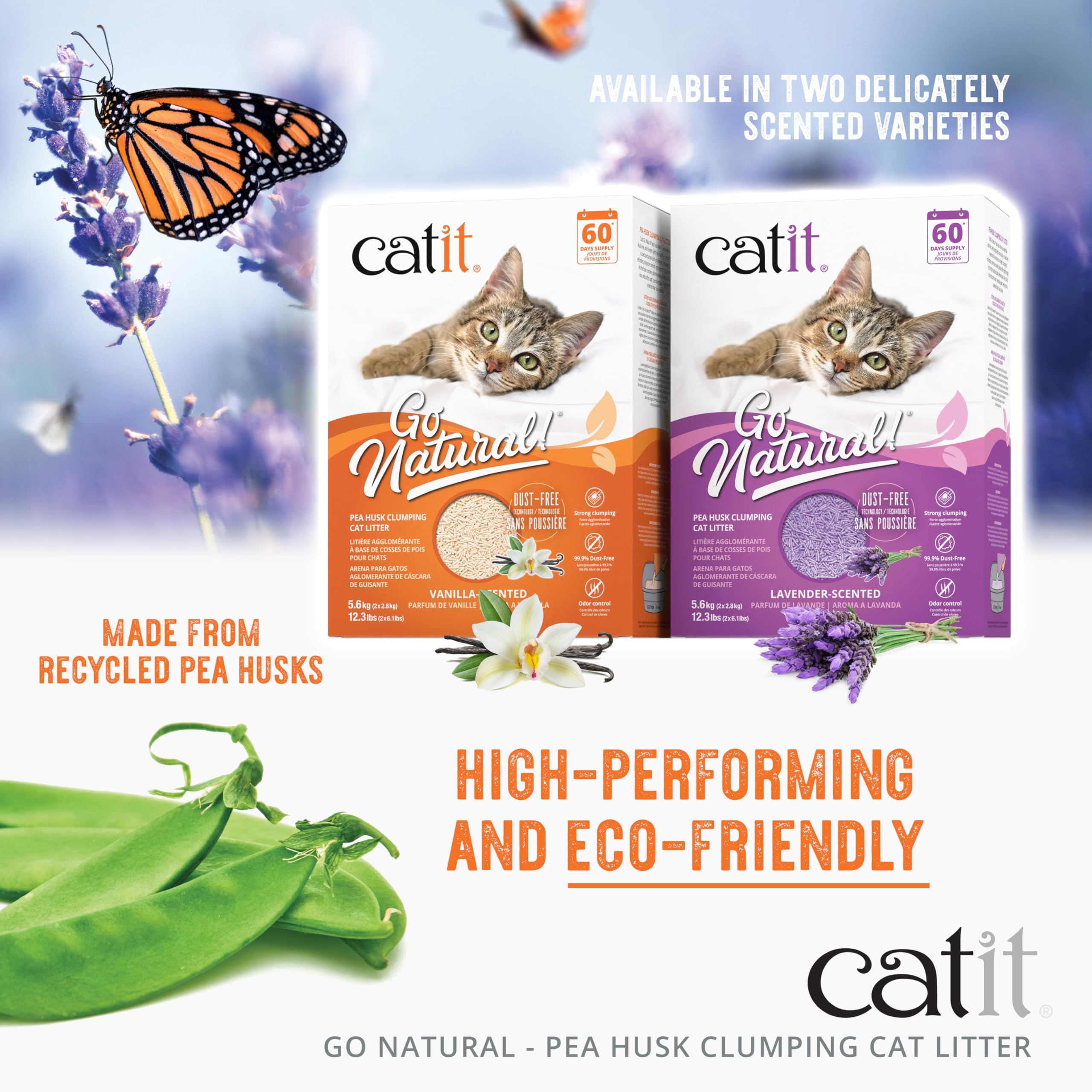 Catit Go Natural Pea Husk Clumping Cat Litter, Tofu, Lavender, 14 L, Dust Free & Lightweight Cat Litter, Easy to Scoop, Litiere Pour Chat 🍁 All In One Marketplace Canada