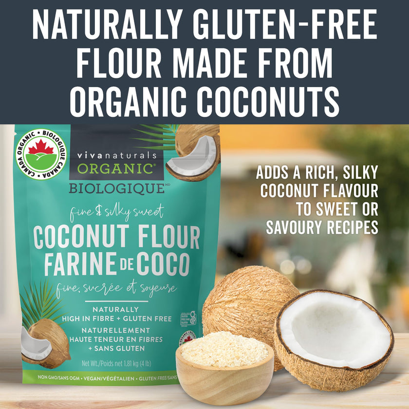 Viva Naturals Organic Coconut Flour, Gluten-Free, Unbleached & Unrefined, 4 LB 🍁 All In One Marketplace Canada