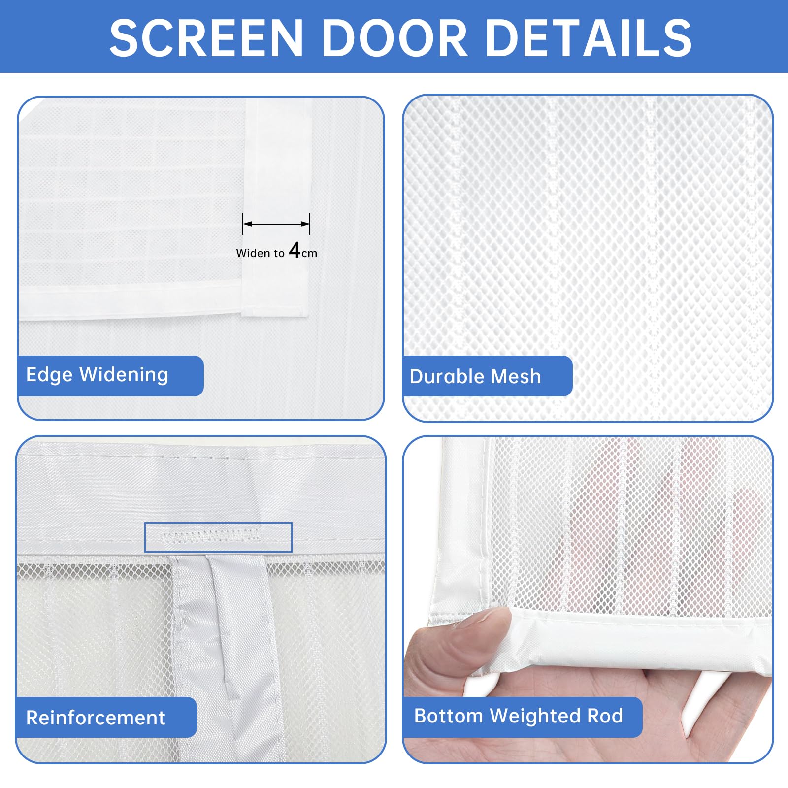 White Magnetic Screen Door Fits Door Size 32x80in Screen Size 34x82in Heavy Duty Mesh Full Frame With Magic Tape 🍁 All In One Marketplace Canada