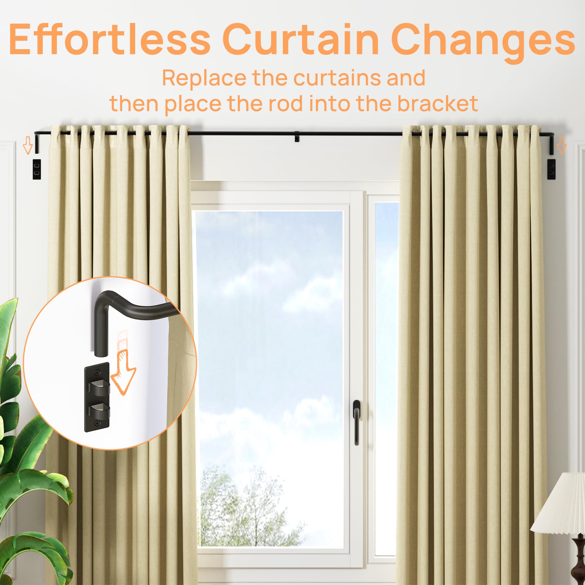 upsimples Blackout Curtain rods for windows 48 to 84 inch, Wrap Around Room Darkening Curtain Rod for Bedroom, Living Room, Adjustable from 30 to 86 Inches 🍁 All In One Marketplace Canada