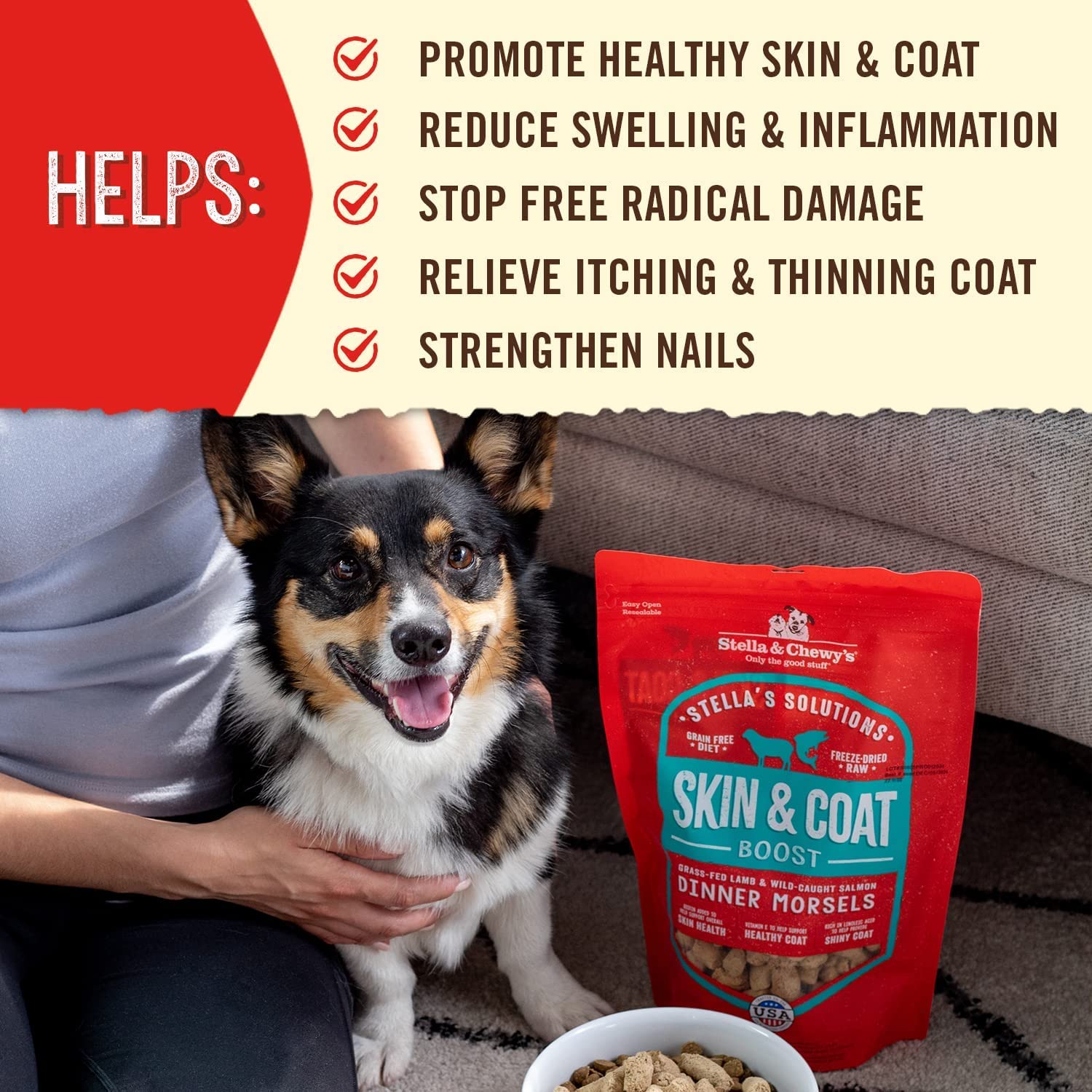 Stella & Chewy's Stella's Solutions Skin & Coat Support Grass-Fed Lamb & Wild-Caught Salmon Dinner Morsels Freeze-Dried Raw Dog Food, 120g 🍁 All In One Marketplace Canada