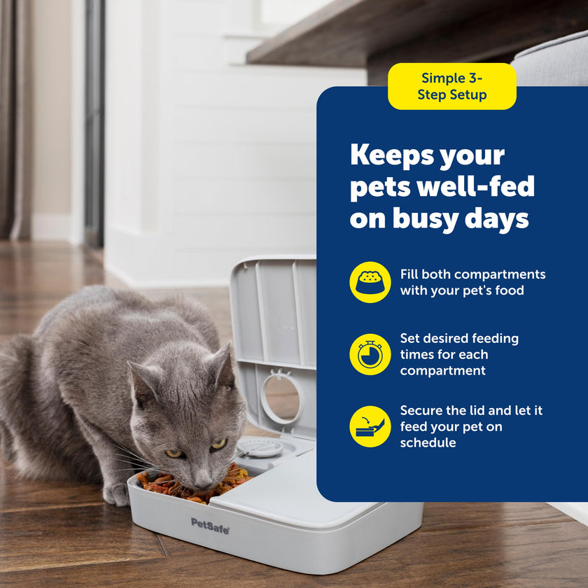 PetSafe Analog 2 Meal Programmable Pet Feeder, Automatic Dog and Cat Feeder - Dry or Semi-Moist Pet Food Dispenser, Slow Feed Portion Control (3 Cup/16 Ounce Total Capacity), Tamper-Resistant Design 🍁 All In One Marketplace Canada