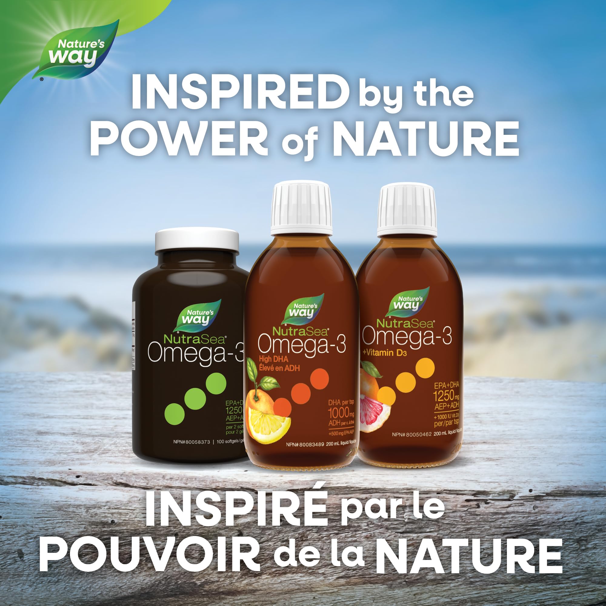 Nature's Way NutraSea High DHA Omega 3 Fish Oil Liquid Supplement for Adults and Kids Ages 14+ – Juicy Citrus Flavour, Non-GMO – Brain & Cognitive Support – 1500mg EPA & DHA, 200 mL 🍁 All In One Marketplace Canada