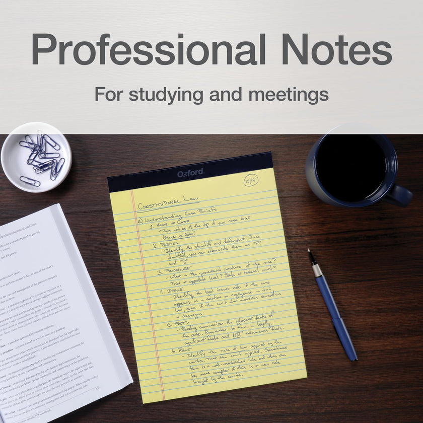 Oxford Legal Pads, 8.5 x 11 Inch, Wide Ruled, Yellow Paper, 50 Sheets per Pad, 12-Pack Notepads for School, Office, Lists, and Note Taking, Letter Size, Double-Sided Writing Pages 🍁 All In One Marketplace Canada