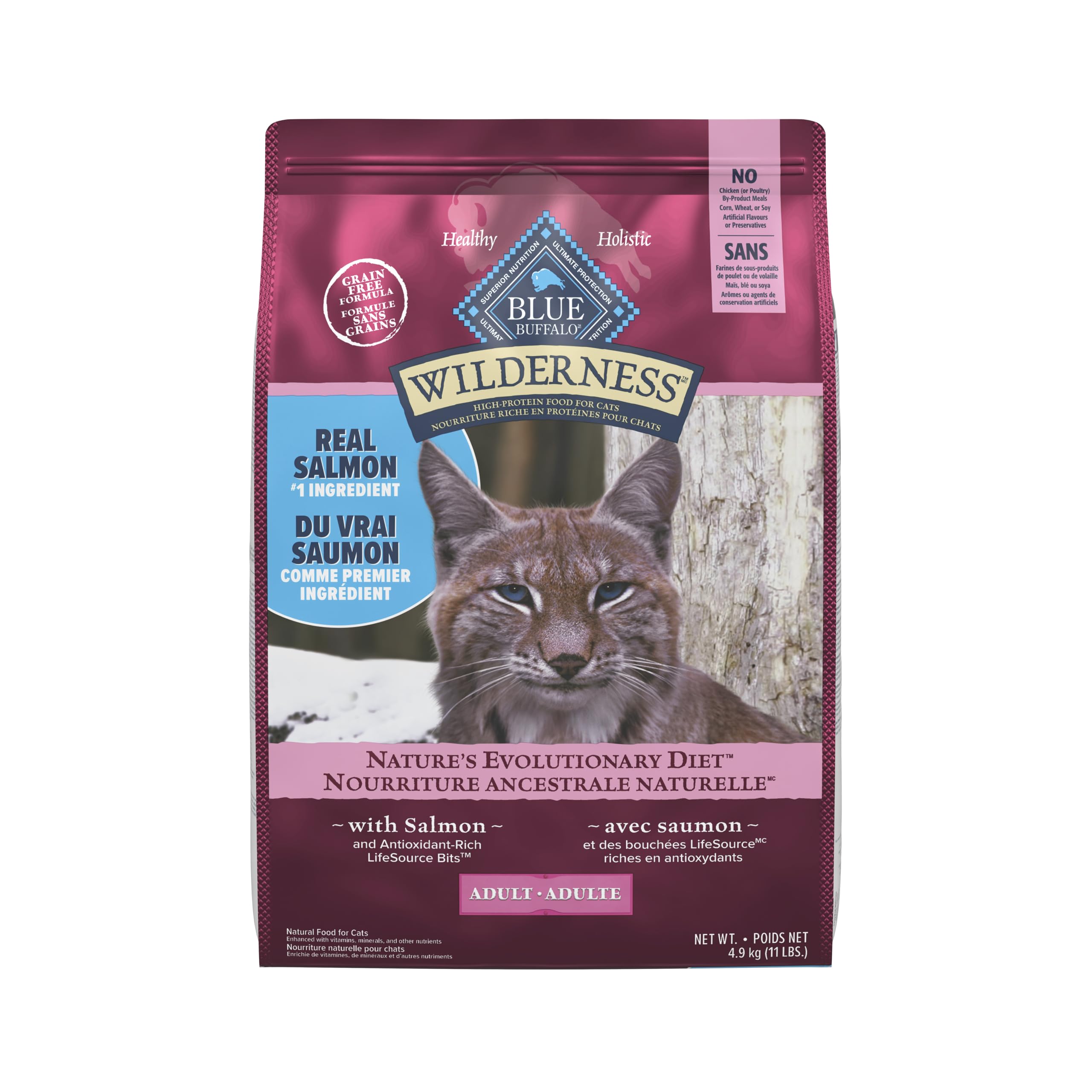 Blue Buffalo Wilderness with Salmon Natural High-Protein Grain-Free Dry Food for Adult Cats, Real Salmon First, Antioxidant-Rich LifeSource Bits Support Immunity, Promotes Strong Muscles,11 lbs. 🍁 All In One Marketplace Canada