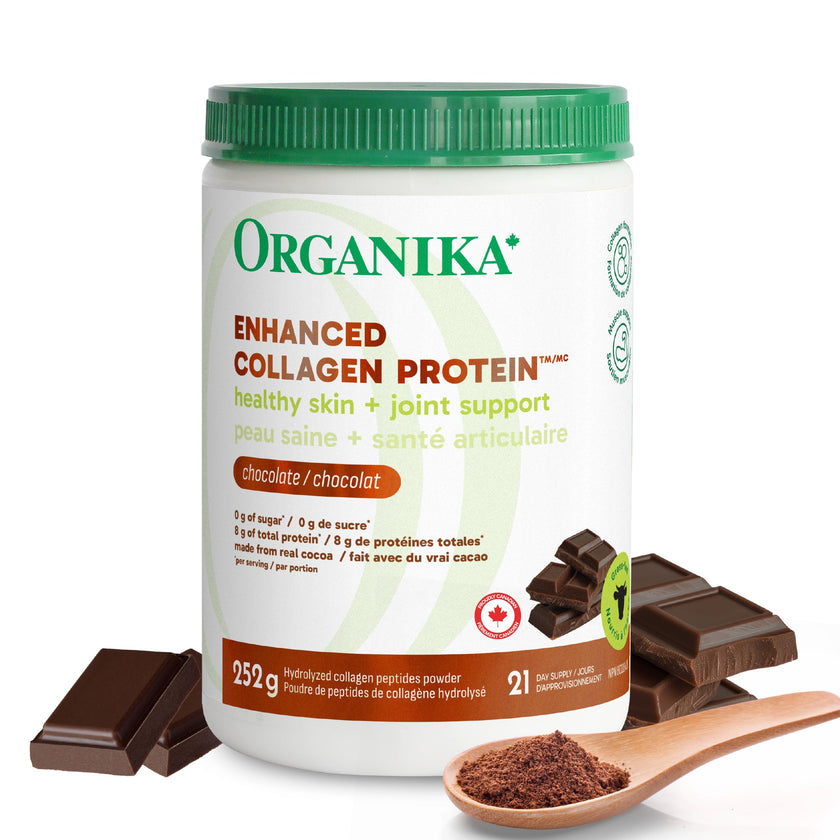 Organika Canadian-Made Chocolate Enhanced Collagen Powder, Grass-Fed with Real Cocoa, Sugar-Free, Healthy Hair, Skin, Nails, Joints, 252 G 🍁 All In One Marketplace Canada