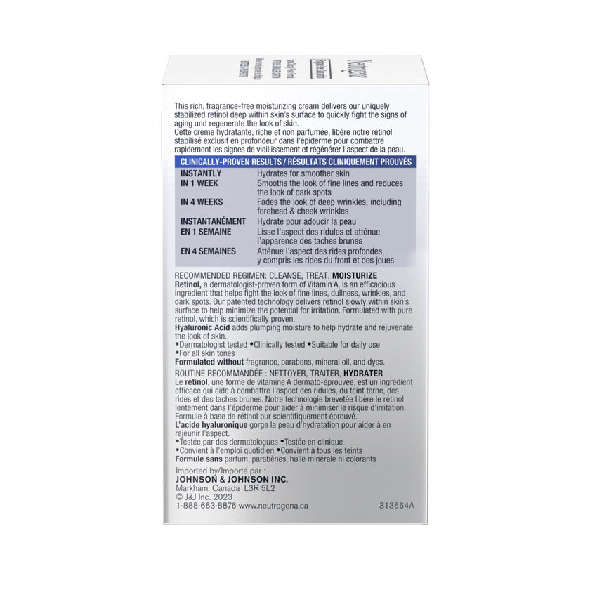 Neutrogena Anti Aging Retinol Face Cream with Hyaluronic Acid, Rapid Wrinkle Repair Regenerating Moisturizer, Fragrance Free, Paraben Free, Oil Free, 48mL 🍁 All In One Marketplace Canada