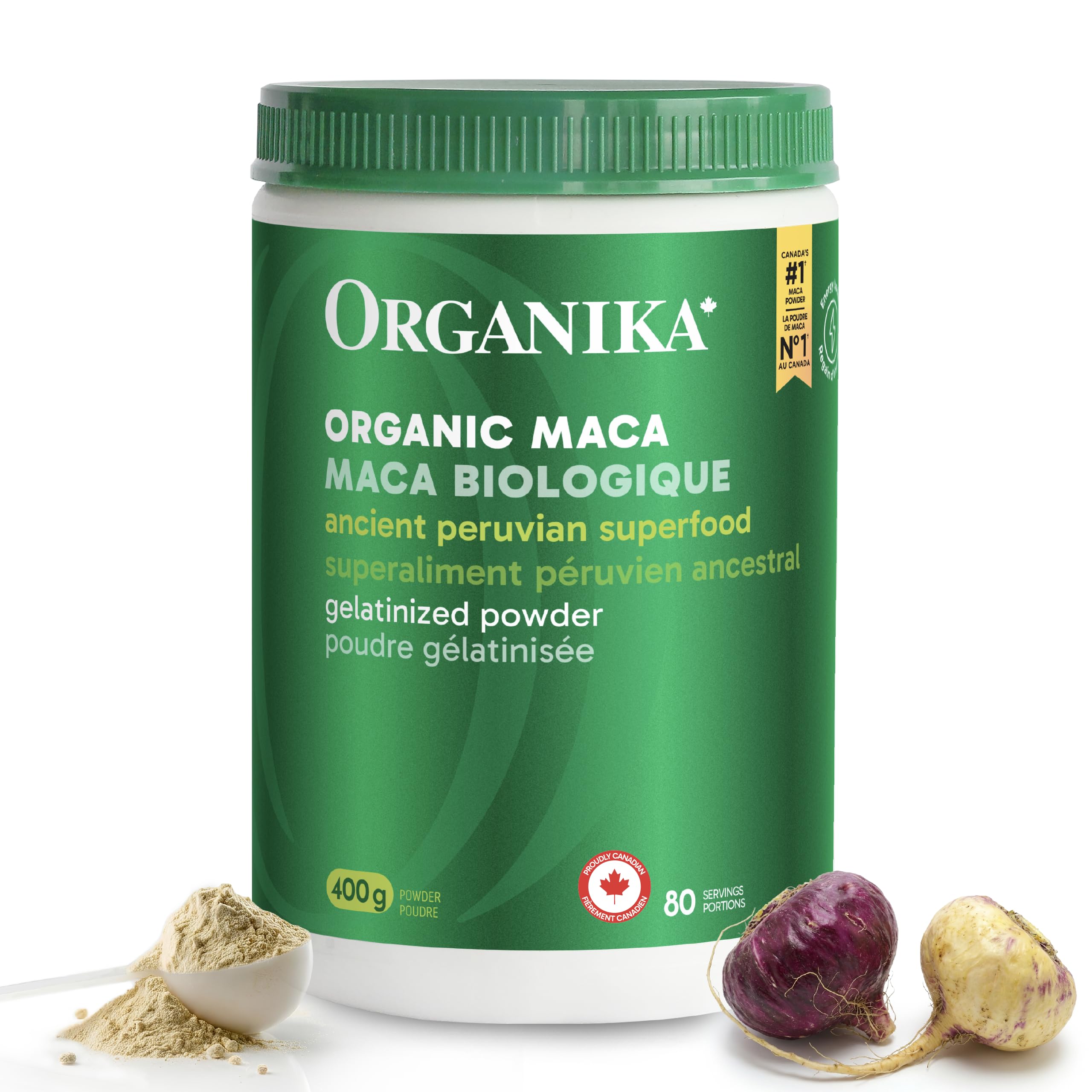 Organika Maca Certified Organic Powder- Gelatinized for High Bioavialability, Hormone Balance, Adaptogen to Help with Stress and Energy- 400g 🍁 All In One Marketplace Canada