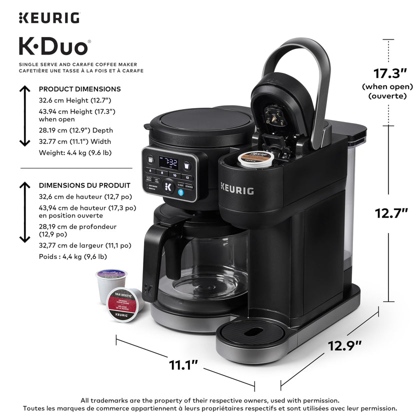Keurig K-Duo Single Serve K-Cup Pod & Carafe Coffee Maker, Black 🍁 All In One Marketplace Canada