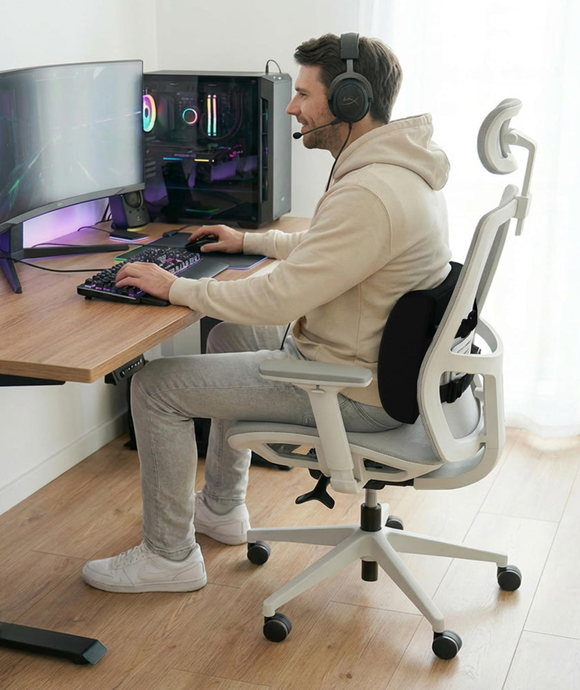 Everlasting Comfort Lumbar Support Pillow for Office Chair - Memory Foam Back Cushion for Car Seat - Promotes Better Posture, Back Pain Relief - Ideal Gaming and Desk Chairs Work and Home Essentials 🍁 All In One Marketplace Canada