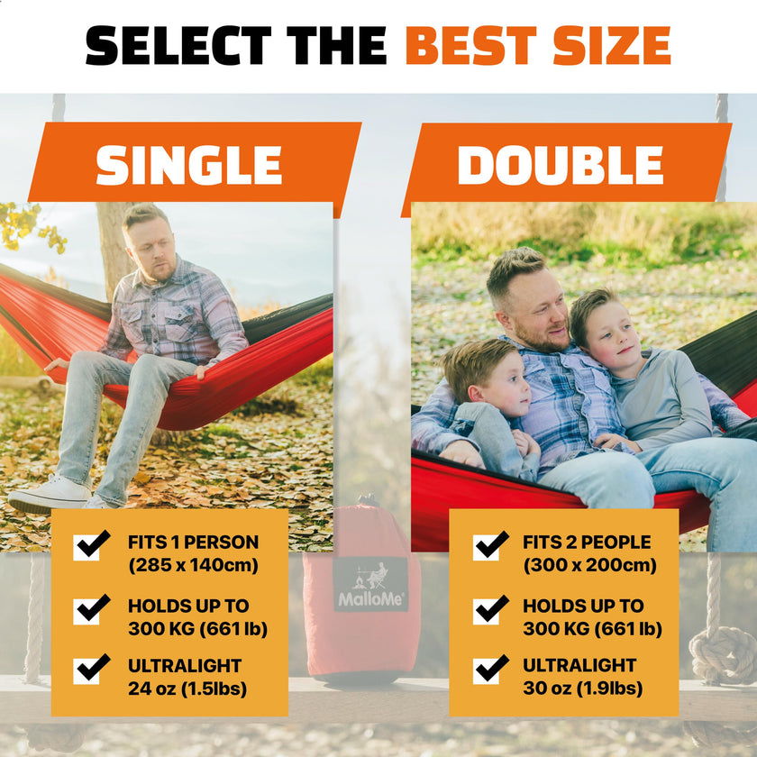 MalloMe Camping Hammock with Straps - Portable Outdoor Hammock for Adults, Kids - Single Hamac - 1 Person Hammocks - Tree Hamac Swing with Accessories - Hamock Tent for Travel - Hammocks for Outside 🍁 All In One Marketplace Canada