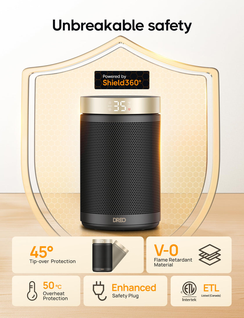 DREO Space Heater for Indoor Use, 1500W PTC Ceramic Safety Heater with Thermostat for Bedroom Home Office, Portable Electric Heaters with Remote, 3 Modes, Overheat & Tip Over Protection, 12H Timer 🍁 All In One Marketplace Canada
