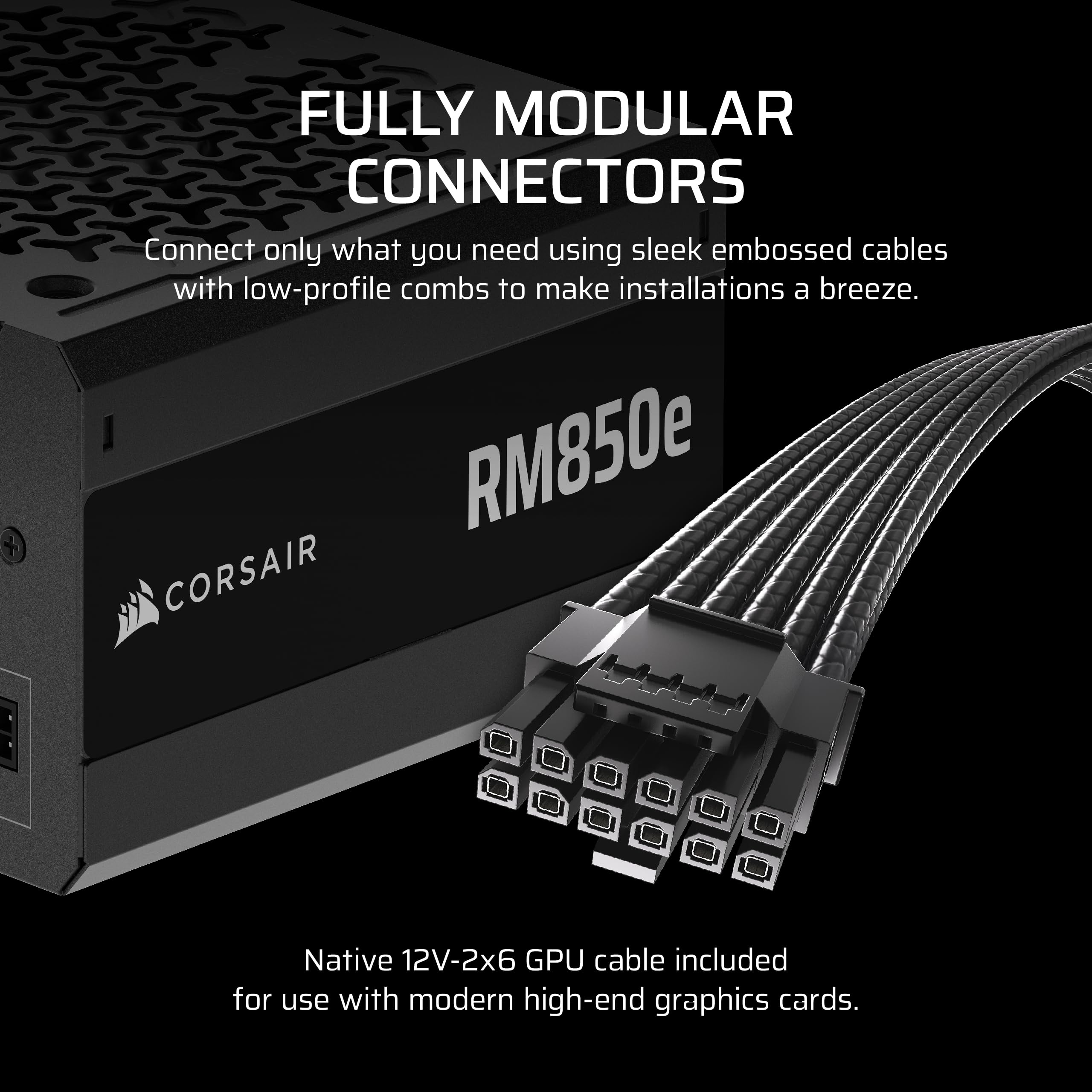 CORSAIR RM850e (2025) Fully Modular Low-Noise ATX Power Supply with 12V-2x6 Cable – ATX 3.1 & PCIe 5.1 Compliant, Cybenetics Gold Efficiency, 105°C-Rated Capacitors, Modern Standby Mode – Black 🍁 All In One Marketplace Canada