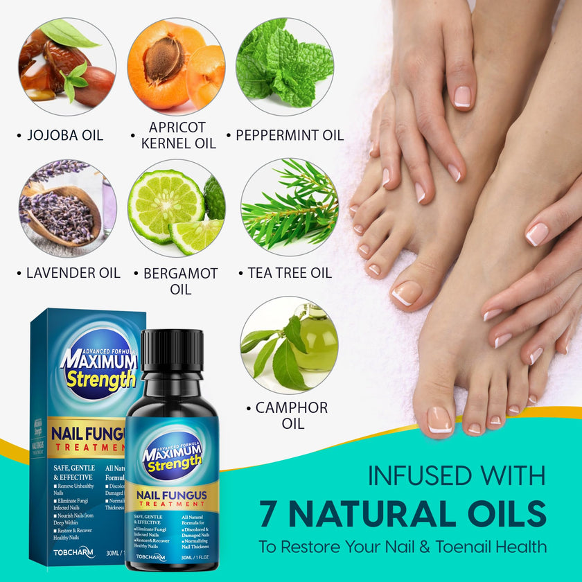 Tobcharm Nail Fungus Treatment for Toenails, Toe Nail Fungus Treatment, Nail Fungus Treatment, Toenail Fungus Treatment, Toe Fungus Treatment Extra Strength, Fungus Nail Killer, Nail Antifungal, Fungal Nail Treatment for Fingernails (30ml)
