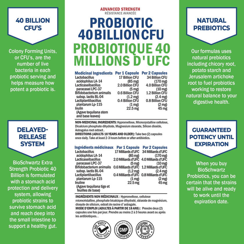 Daily Probiotic for Women & Men with 40 Billion CFU - Gut Health Complex with Probiotic for Women & Men - Shelf Stable Pre & Probiotics for Bloating Relief Digestive Enzyme Health | Non-GMO, 120ct 🍁 All In One Marketplace Canada
