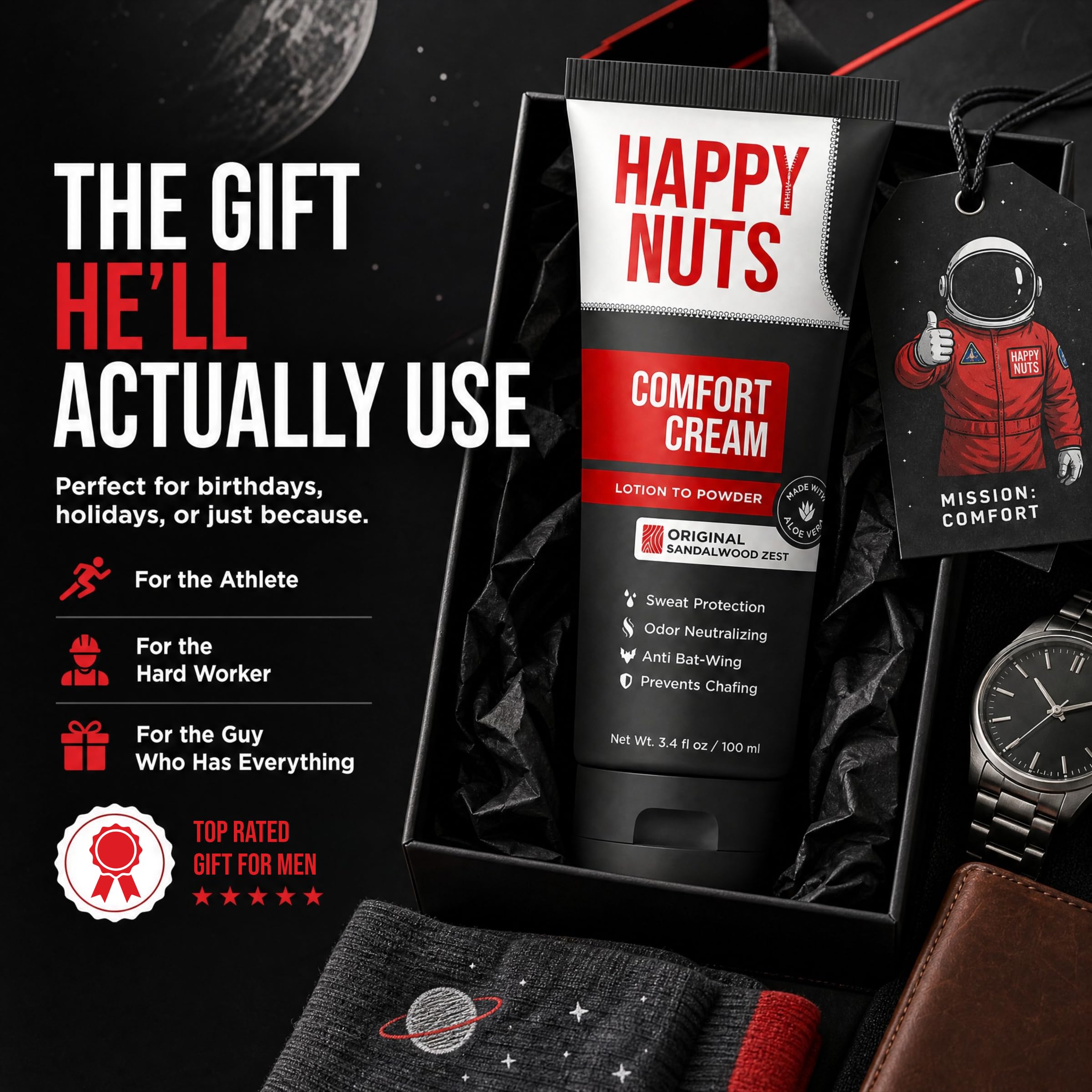 Happy Nuts Comfort Cream Deodorant For Men: Anti-Chafing Sweat Defense, Odor Control, Aluminum-Free Mens Deodorant & Hygiene Products for Men's Private Parts 🍁 All In One Marketplace Canada