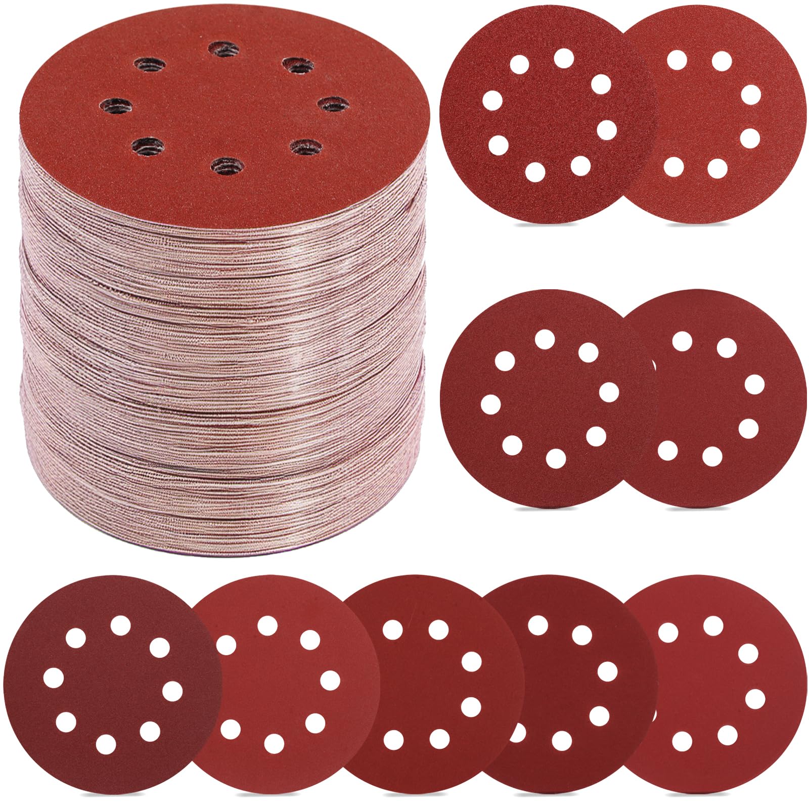 YNZDRWA 70 PCS 5 Inch Sanding Discs, 40 80 120 180 240 320 400 600 800 Grit Hook and Loop Sandpaper for Random Orbital Sander 🍁 All In One Marketplace Canada