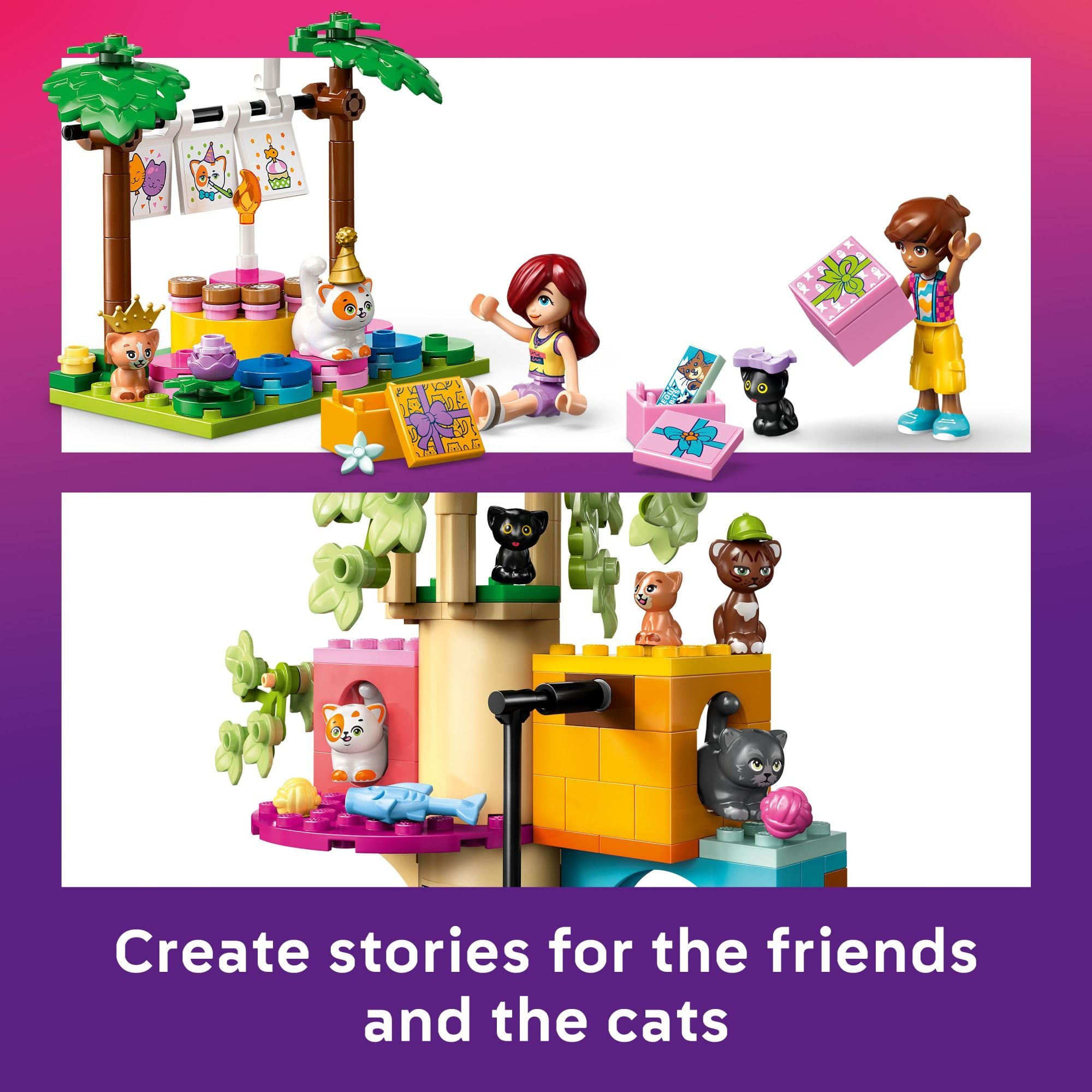 LEGO Friends Cat Birthday Party & Tree House Building Toy - Pretend Play Building Blocks W/Cat Toys & 2 Minidolls - Creative Storytelling Kids Toy for Girls and Boys, 9+ - Birthday Gift Idea- 42666 🍁 All In One Marketplace Canada