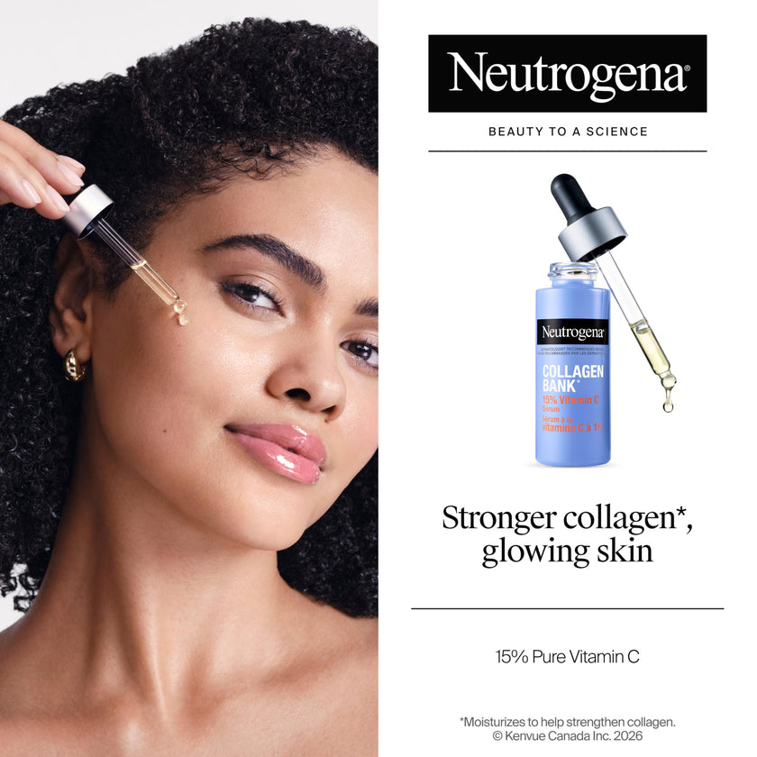 Neutrogena Collagen Bank Vitamin C Face Serum, Potent Vitamin C Serum Helps Preserve Collagen for Glowing, Plumper Looking Skin, Uneven Skin Tone Treatment, Fragrance Free, 14 mL 🍁 All In One Marketplace Canada