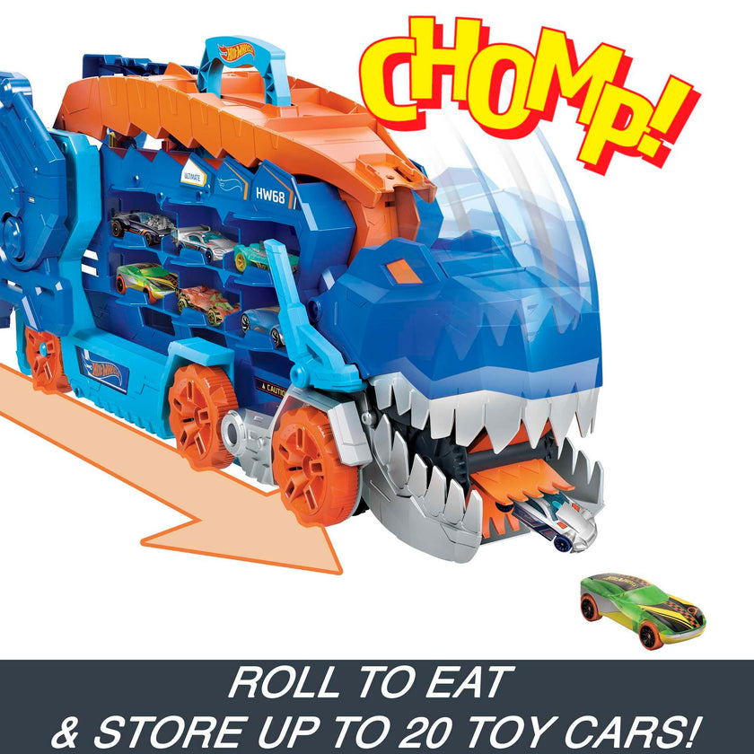 Hot Wheels City Toy Car Track Set, Ultimate T-Rex Transporter, Hauler Transforms into Stomping Dino with Race Track, from Netflix Series “Let’s Race” 🍁 All In One Marketplace Canada