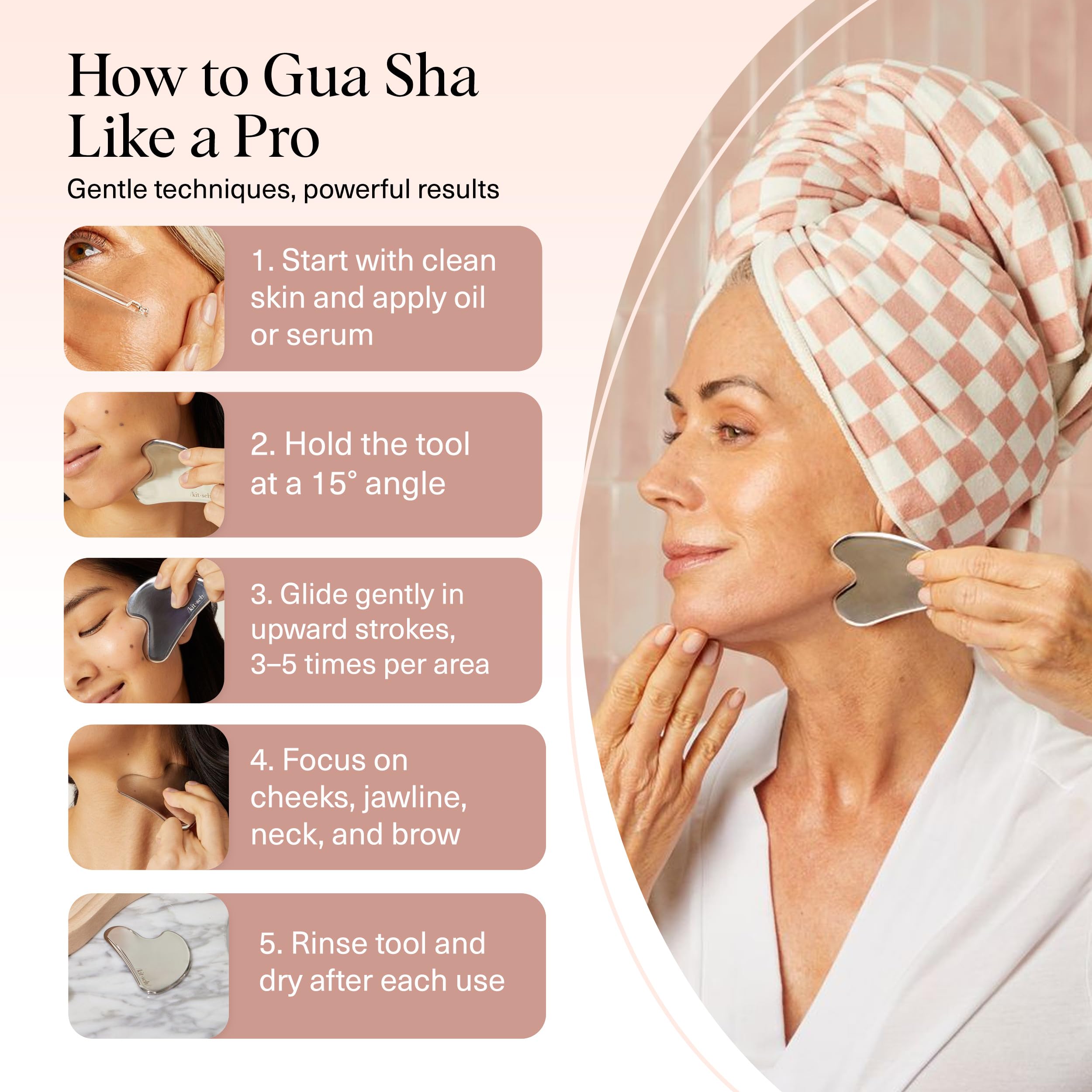 Kitsch Stainless Steel Gua Sha Facial Tools - Guasha Tool for Face, Face Sculpting Tool, Jawline Shaper, Double Chin Reducer, Body Gua Sha Tools, Lymphatic Drainage Massager, Facial Skin Care - Silver 🍁 All In One Marketplace Canada