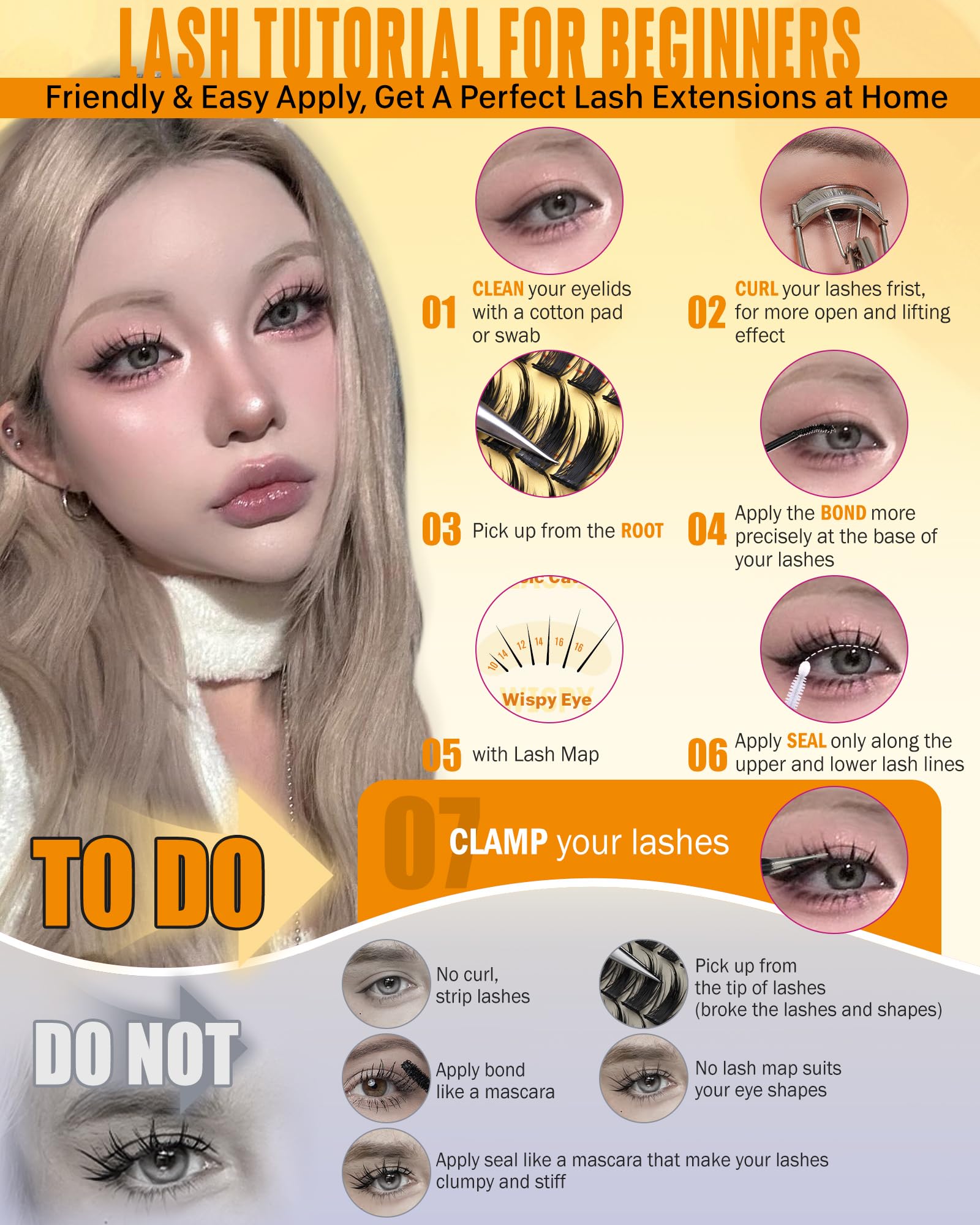 JIMIRE Natural Lash Clusters Extensions 180Pcs Anime Eyelash Extensions D Curl Wispy Manga Eyelash Clusters 8-16MM Cluster Eyelash Extensions Individual Lashes Pack 🍁 All In One Marketplace Canada