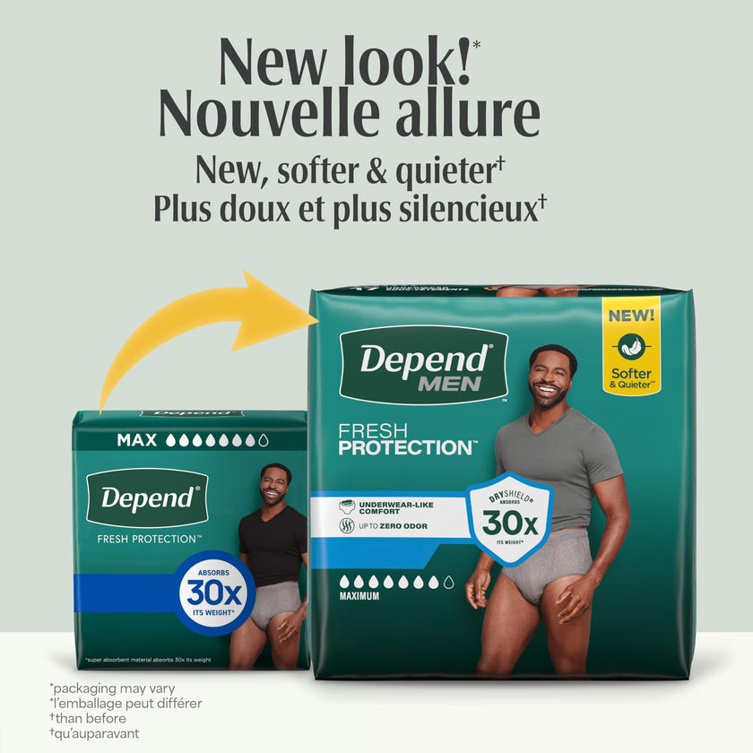 Depend FIT-FLEX Adult Incontinence Underwear for Men, Maximum Absorbency, L, Grey, 28 Count 🍁 All In One Marketplace Canada